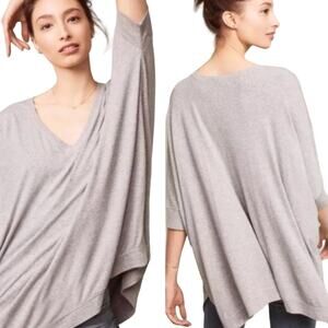 Anthropologie Bordeaux Jane Oversized V Neck Knit Tunic Top Gray Womens XS/S